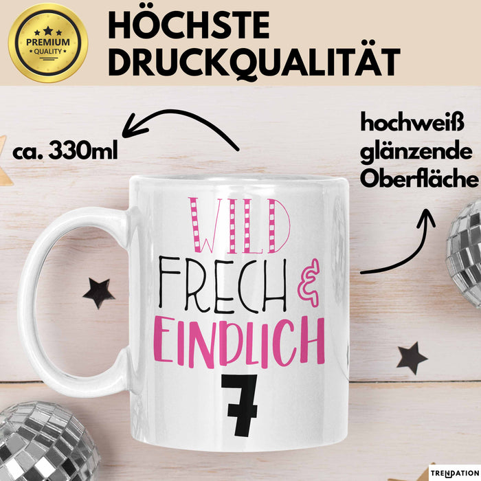 Tasse Wild Frech Und Einzigartig 7 Geschenk für Kinder 7. Geburtstag Jungs Weiß Trendation