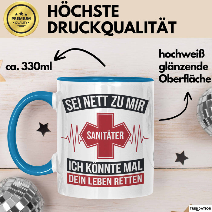 Sanitäter Tasse Geschenk Rettet Leben Notfalldienst Tasse Blau Trendation