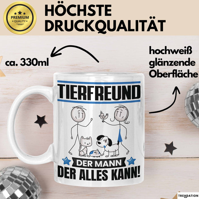 Tierfreund Tasse Geschenk für Tierfreund Der Mann Der Alles Kann Geschenkidee zum Geburtstag Weiß Trendation