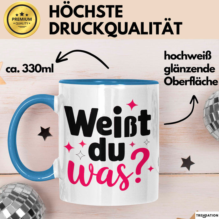 Big Sister Ältere Geschwister Schwestern Tasse Becher Geschenk Lustige Geschenkidee Spruch Weißt Du Was Blau Trendation