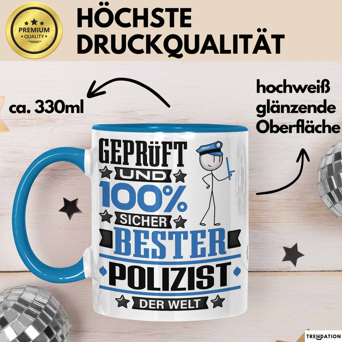Polizist Geschenk Lustiger Spruch für Polizist Geschenkidee Bester Polizist Der Welt Blau Trendation