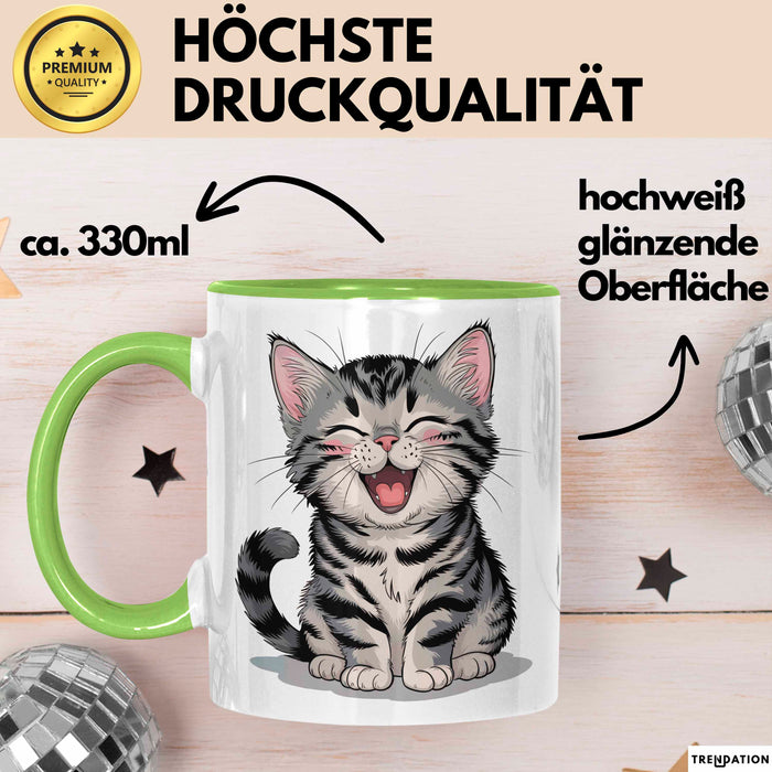 Katzen Tierliebhaber Tasse Geschenk Lustige Geschenkidee Spruch Grün Trendation