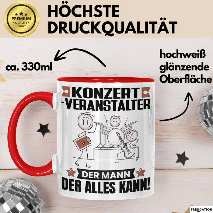 Konzertveranstalter Tasse Geschenk für Konzertveranstalter Der Mann Der Alles Kann Geschenkidee zum Geburtstag Rot Trendation