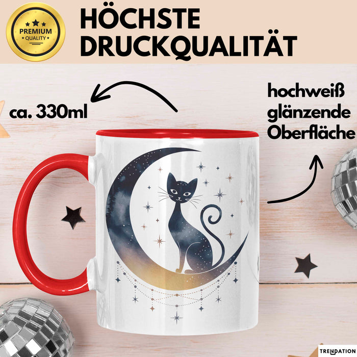 Katzenliebhaber Tasse Geschenkidee Katzenfan Lustiger Spruch Geschenkidee Lustig Rot Trendation