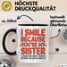 Schwester Tasse Geschenk I Smile Because Youre My Sister Geschenkidee Schwarz Trendation