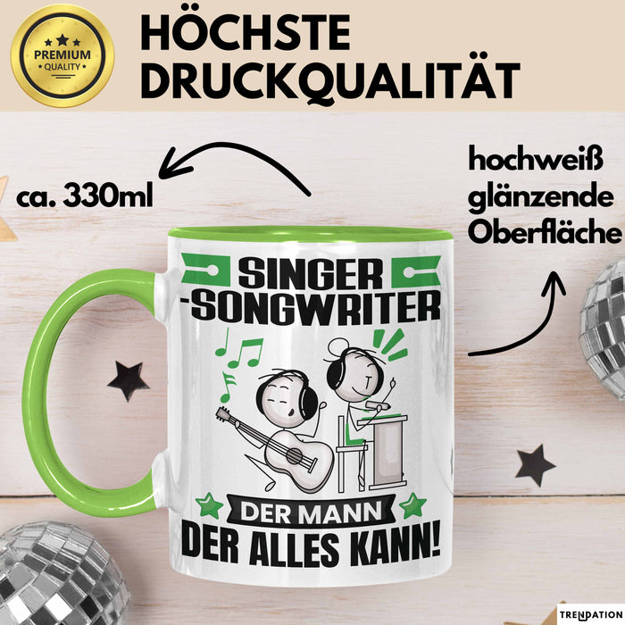 Singer-Songwriter Tasse Geschenk für Singer-Songwriter Der Mann Der Alles Kann Geschenkidee zum Geburtstag Grün Trendation