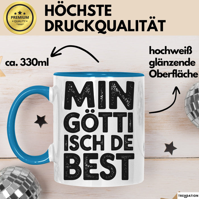 Goetti Tasse Geschenk Min Goetti Isch De Best Geschenkidee Patenonkel Schweiz Blau Trendation