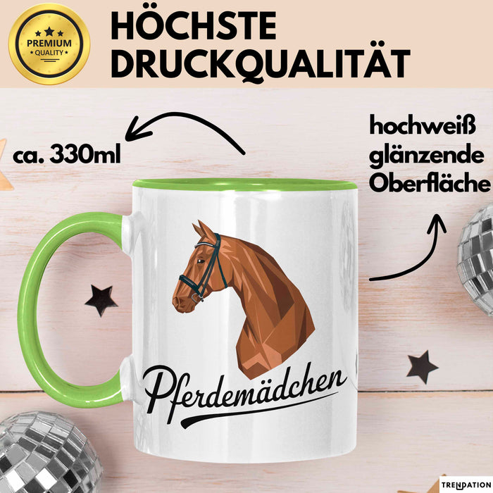 Pferde Tierliebhaber Tasse Geschenk Lustige Geschenkidee Spruch Pferdemädchen Grün Trendation