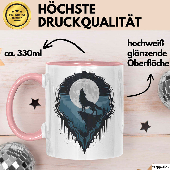 Wolf Tierliebhaber Tasse Geschenkidee für Wildtier Fans Rosa Trendation