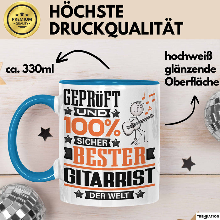 Gitarrist Geschenk Lustiger Spruch für Gitarrist Geschenkidee Bester Gitarrist Der Welt Blau Trendation