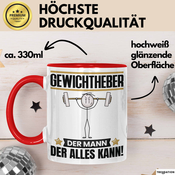 Gewichtheber Tasse Geschenk für Gewichtheber Der Mann Der Alles Kann Geschenkidee zum Geburtstag Rot Trendation
