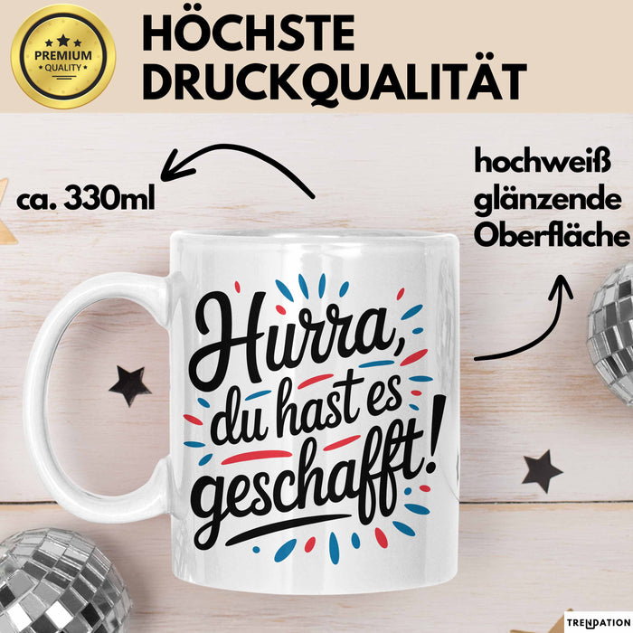 Schüler Abschluss Tasse Geschenk Lustige Geschenkidee Spruch Du Hast Es Geschafft Weiß Trendation
