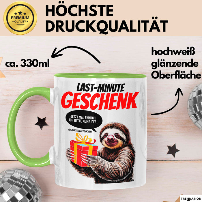 Sarkastisches Faultier Tasse Geschenk Lustige Geschenkidee Spruch Last Minute Geschenk Grün Trendation