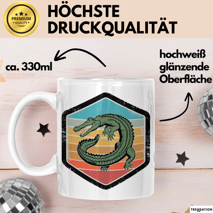 Krokodil Tier Tasse Geschenk Lustige Geschenkidee Spruch Weiß Trendation