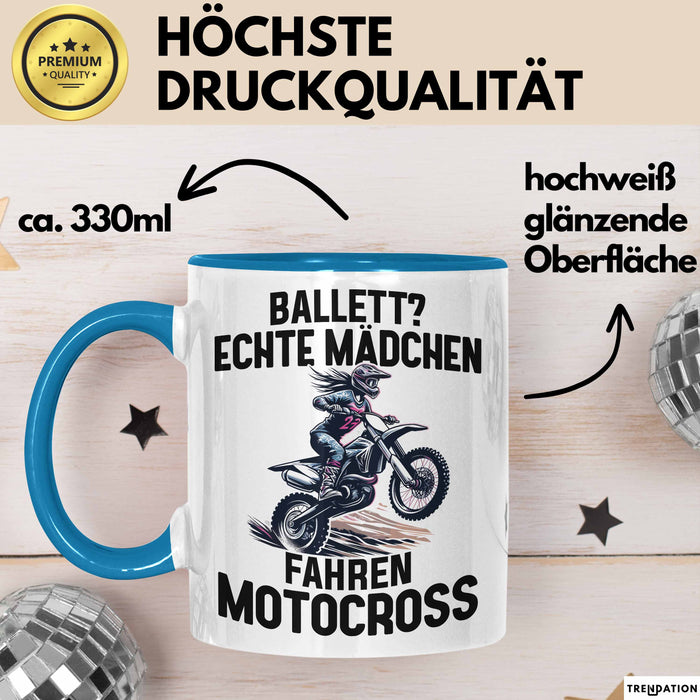 Motorcross Tasse Geschenk Ballett Echte Mädchen Fahren Motocross Blau Trendation
