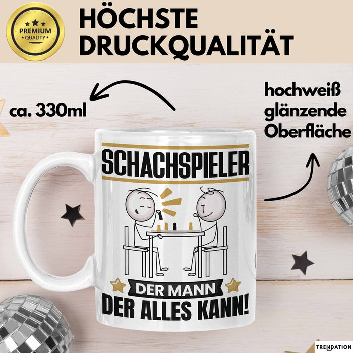 Schachspieler Tasse Geschenk für Schachspieler Der Mann Der Alles Kann Geschenkidee zum Geburtstag Weiß Trendation