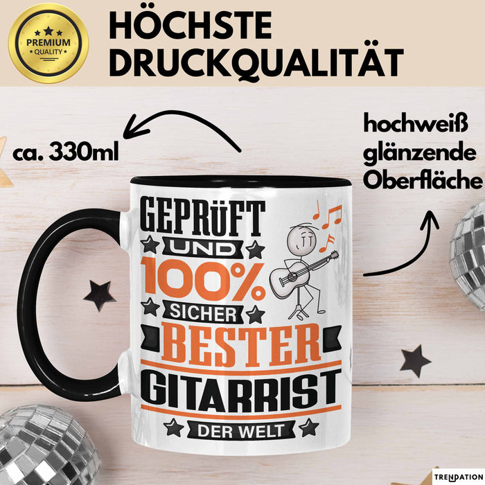Gitarrist Geschenk Lustiger Spruch für Gitarrist Geschenkidee Bester Gitarrist Der Welt Schwarz Trendation