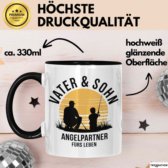 Angeln Fischer Vater Sohn Tasse Becher Geschenk Lustige Geschenkidee Spruch Vater & Sohn Angelpartner Fürs Leben Trendation