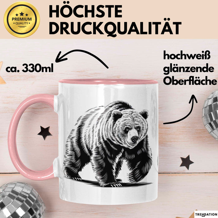 Grizzlybär Tasse Geschenk Lustige Geschenkidee Spruch Rosa Trendation