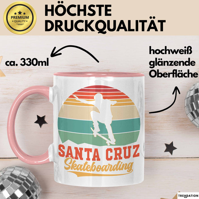 Skateboard Skater Fans Bzw Skateboard Tasse Becher Geschenk Mädchen Jungs Santa Cruz Rosa Trendation