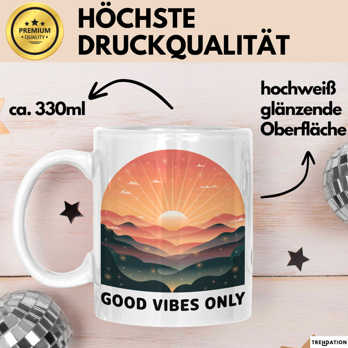 Positive Vibes Tasse Geschenk Lustige Geschenkidee Spruch Für Glückliche Seelen Weiß Trendation