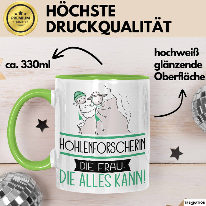 Höhlenforscherin Geschenk Tasse Becher Die Frau Die Allen Kann Geschenkidee für eine Höhlenforscherin Lustig Grün Trendation