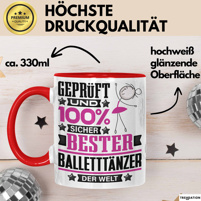 Balletttänzer Geschenk Lustiger Spruch für Balletttänzer Geschenkidee Bester Balletttänzer Der Welt Rot Trendation