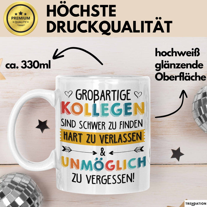 Büroarbeit Kollege Tasse Geschenk Lustige Geschenkidee Spruch Großartige Kollegen Sind Schwer Zu Finden Weiß Trendation