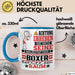 Boxer Geschenk Tasse Lustiger Spruch Erheben Sie Sich Der Boxer Betritt den Raum Blau Trendation