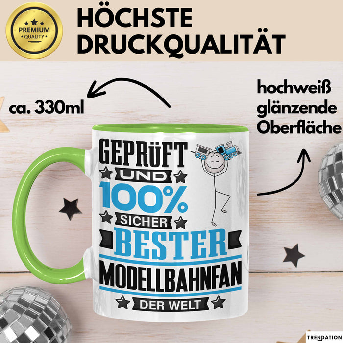 Modellbahnfan Geschenk Lustiger Spruch für Modellbahnfan Geschenkidee Bester Modellbahnfan Der Welt Grün Trendation