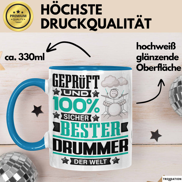 Drummer Geschenk Lustiger Spruch für Drummer Geschenkidee Bester Drummer Der Welt Blau Trendation