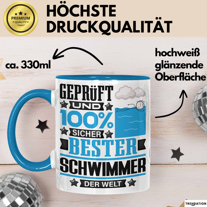Schwimmer Geschenk Lustiger Spruch für Schwimmer Geschenkidee Bester Schwimmer Der Welt Blau Trendation