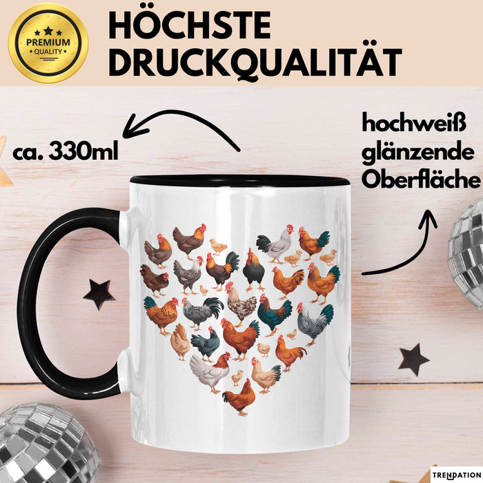 Huhn Tier Bauer Tasse Becher Geschenk Lustige Geschenkidee Spruch Hühnerherz Trendation