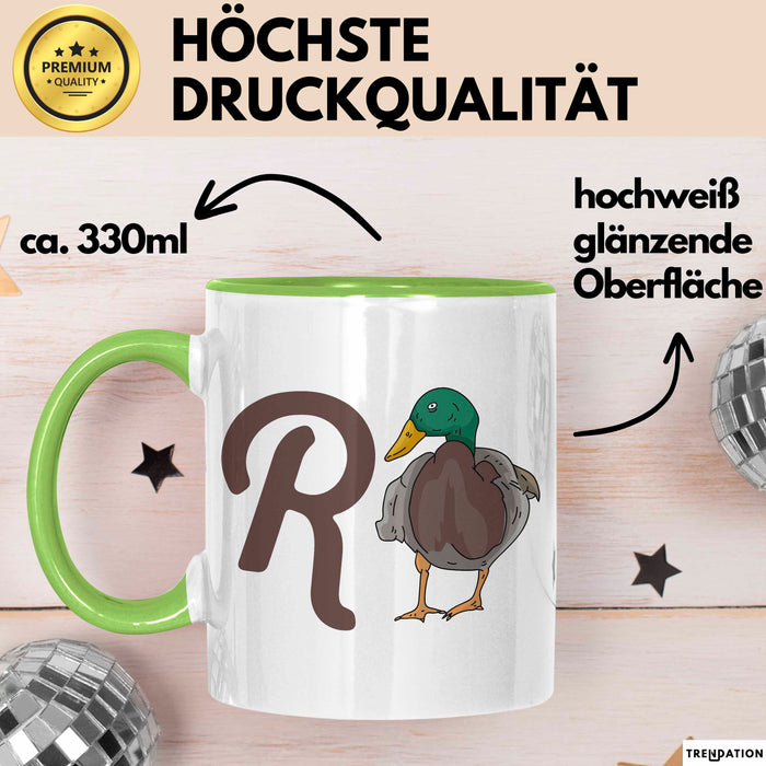 Rentner Pensionär Sarkasmus Ente Tasse Geschenk Lustige Geschenkidee Spruch Grün Trendation