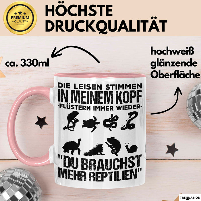 Reptil Bartagame Tasse Geschenk Lustige Geschenkidee Spruch Die Leisen Stimmen In Meinem Kopf Flüstern Immer Wieder Rosa Trendation