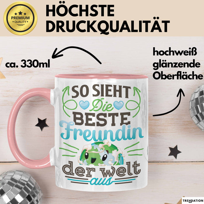 Beste Freundin Tasse "Beste Freundin Der Welt" Geschenkidee für BFF Rosa Trendation