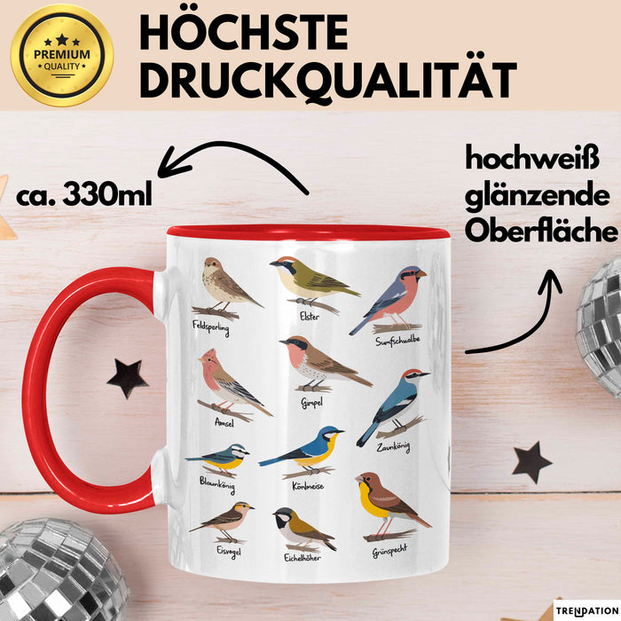 Garten Vögel Tasse Geschenk Lustige Geschenkidee Spruch Rot Trendation