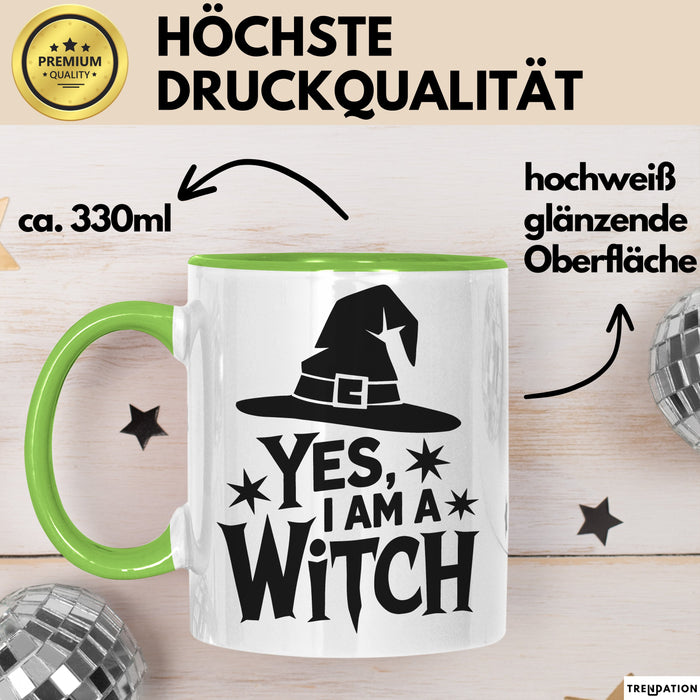 Hexen Tasse Geschenk Yes I Am A Witch Geschenkidee Halloween Lustige Hexe Weiß Trendation