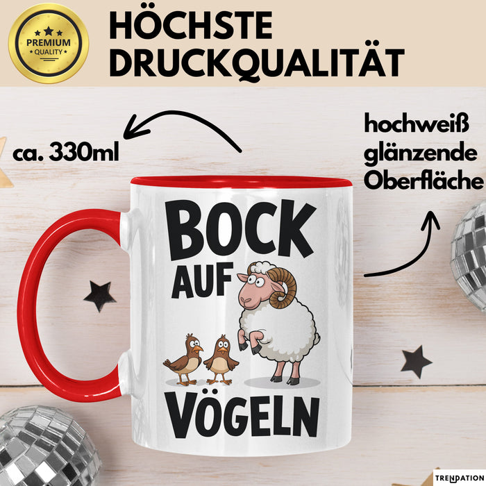 Lustige Tasse Geschenk Bock Auf Voegeln Geschenkidee Witzig Erwachsene Rot Trendation
