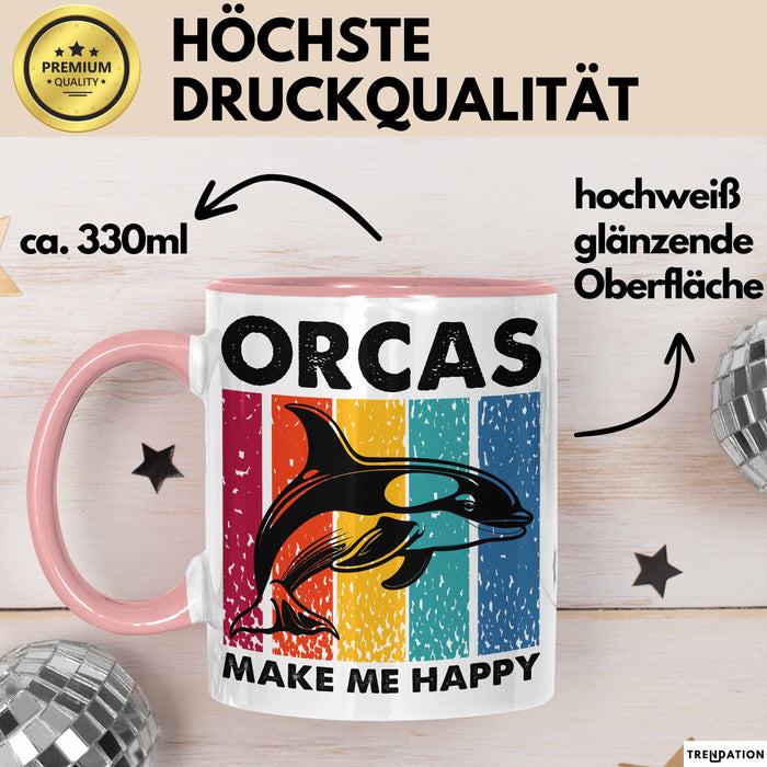 Orcas Tasse Geschenk Wale Wal Liebhaber Geschenkidee Retro Becher Rosa Trendation