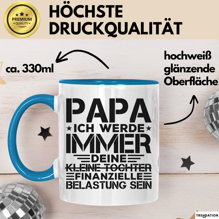 Papa Tasse Geschenk Ich Werde Immer Deine Kleine Tochter Sein Geschenkidee Blau Trendation