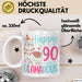 90er Geburtstag Tasse Geschenk Happy 90 And Glamarous Llama Alpaka Liebhaber Geschenkidee zum Geburtstag Weiß Trendation