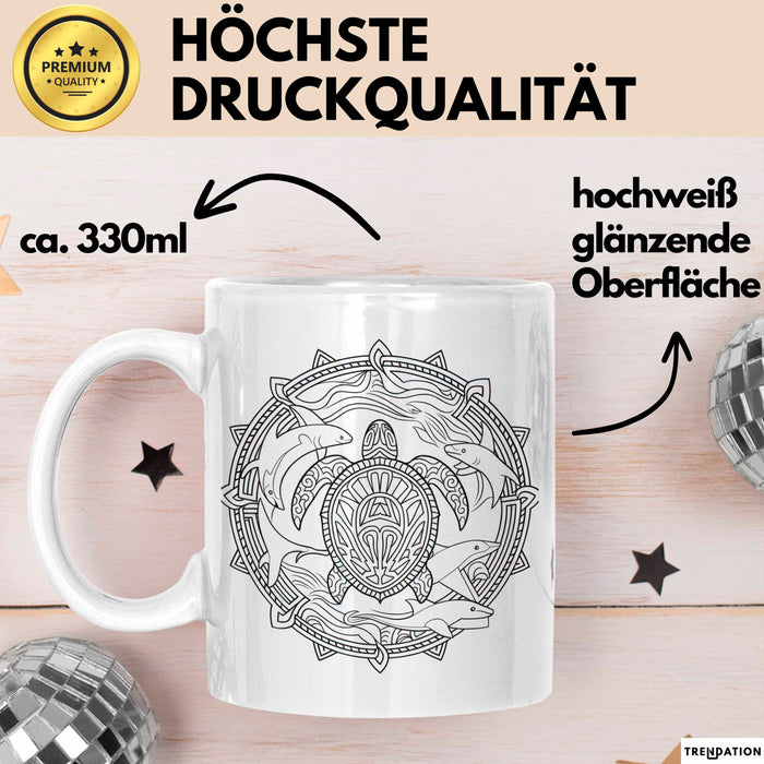 Schildkröte Tierliebhaber Tasse Geschenk Lustige Geschenkidee Spruch Schildkröte Orca Delfin Weiß Trendation
