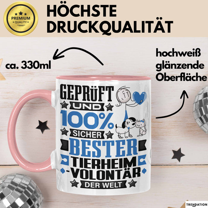 Tierheimvolontär Geschenk Lustiger Spruch für Tierheimvolontär Geschenkidee Bester Tierheimvolontär Der Welt Rosa Trendation
