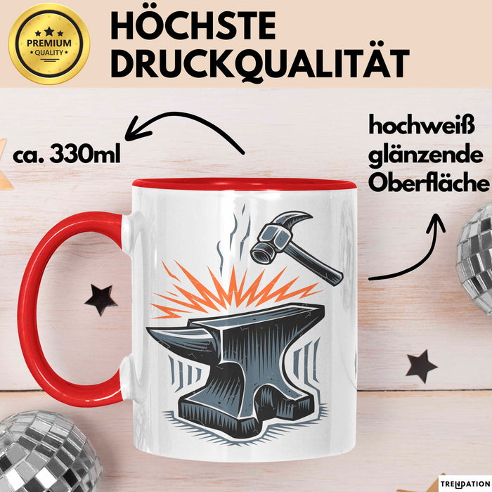 Schmied Tasse Geschenkidee Metallarbeiter Lustiger Spruch Geschenkidee Lustig Rot Trendation