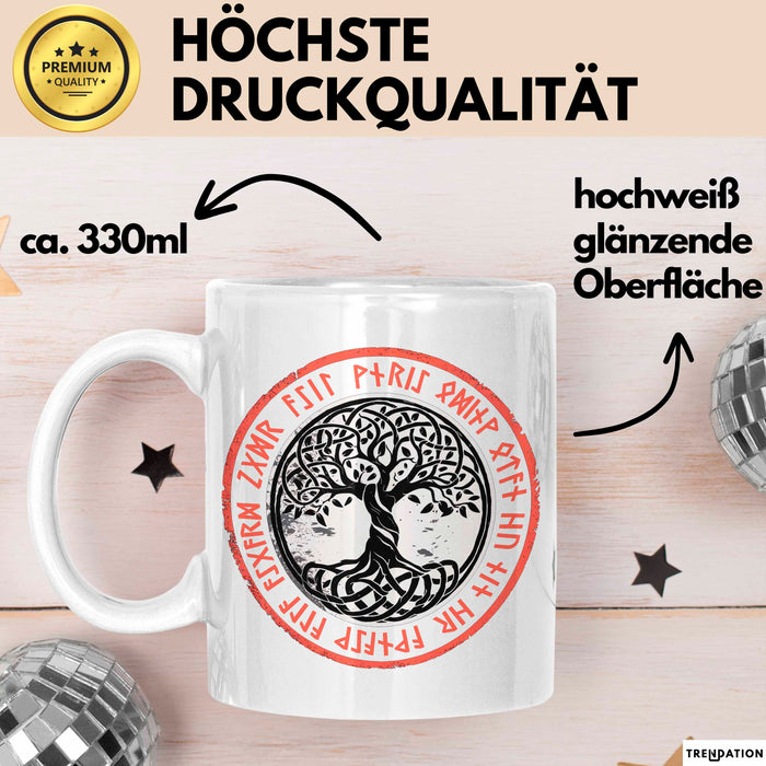 Keltischer Baum des Lebens Tasse Geschenk Geschenkidee Weiß Trendation