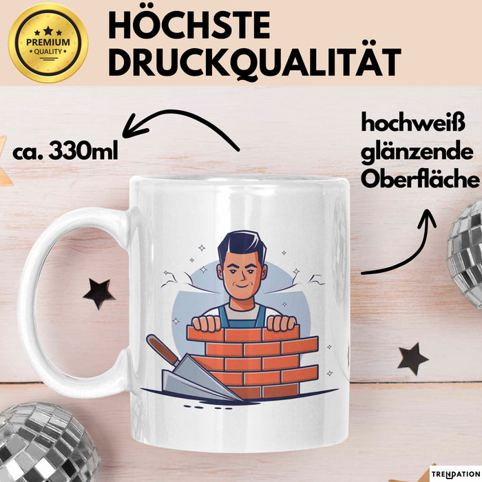 Maurer Tasse Geschenk Lustige Geschenkidee Spruch Für Ziegelbauer Weiß Trendation