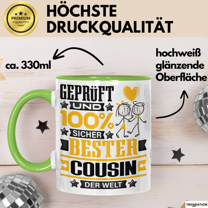 Cousin Geschenk Lustiger Spruch für Cousin Geschenkidee Bester Cousin Der Welt Grün Trendation