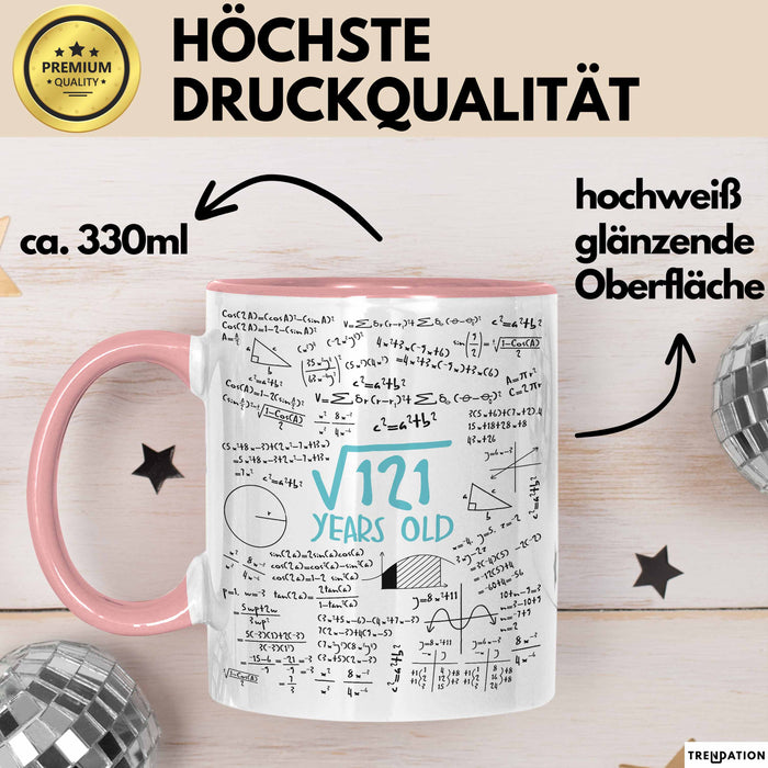 Wurzel aus 121 Tasse Geschenk Mathe Fan 11. Geburtstag Humorvoll Rosa Trendation