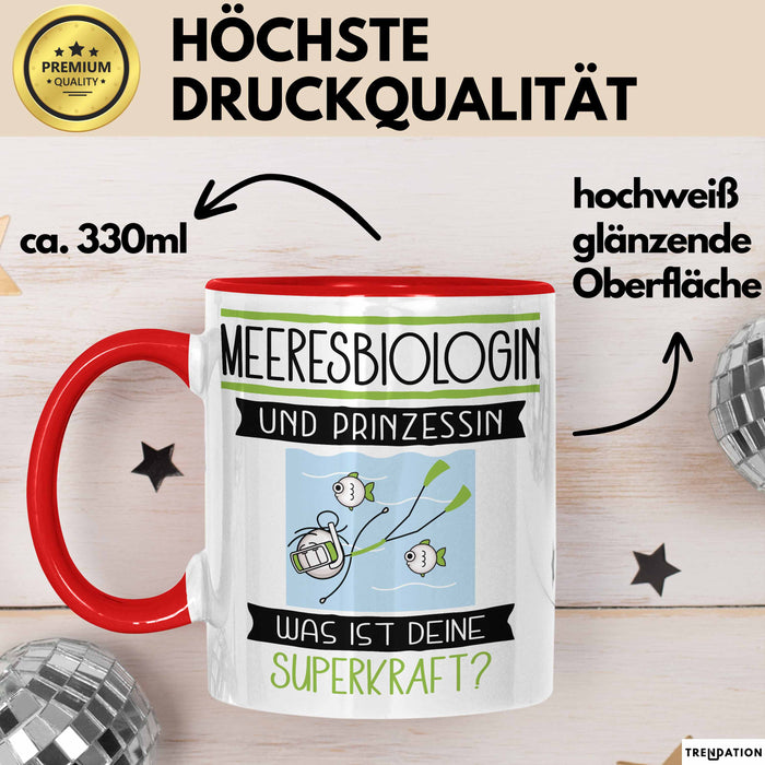 Meeresbiologin Und Prinzessin Tasse Geschenk Für Eine Meeresbiologin Geburtstag Was Ist Deine Superkraft Rot Trendation